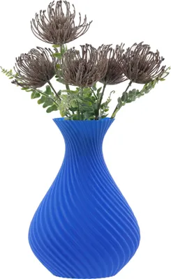 Productafbeelding van Vaas, kunstbloemen, 3D, blauw, hoge vaas, 25 cm, decoratief, plastic