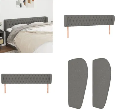 Produktbild von vidaXL Kopfteil mit Ohren Dunkelgrau 203x23x78/88 cm Stoff - Kopfteil - Kopfteile - Bett-Kopfteil - Bettkopfteil
