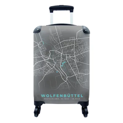 Produktbild von MuchoWow® Koffer Handgepäck Trolley Rollkoffer Kleine Reisekoffer mit 4 Rollen - Stadtplan - Deutschland - Blau - Wolfenbüttel - Karte - Cabin Size < 55x40x23 cm & 55x40x20 cm - Fotokoffer - Kabinenkoffer - Boardgepäck - Reise-Box - Reisekoffer - Reisegepäck - Koffer mit Bild - Trolley für Kinder