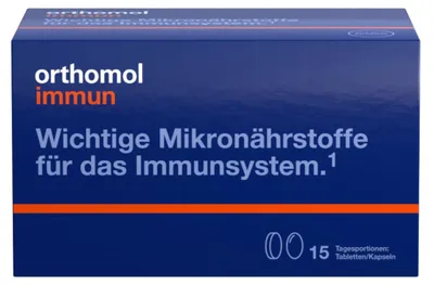 Produktbild von Orthomol Immun - Mikronährstoffe zur Unterstützung des Immunsystems - mit Vitamin C, Vitamin D und Zink - Tabletten/Kapseln, 15 St. Tagesportionen