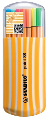 Produktbild von Fineliner - STABILO point 88 20er Pack Zebrui - 20 verschiedene Farben inkl. 5 Neonfarben