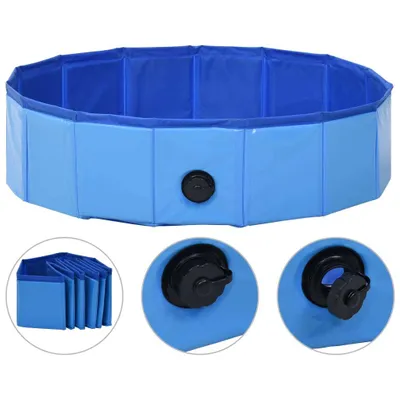 Immagine prodotto di vidaXL Piscina per cani pieghevole blu 80 x 20 cm PVC