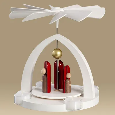 Zdjęcie produktu dla Dekoracja stołu Piramida na świeczki tealight Anioł biały Wysokość 23 cm NOWOŚĆ
