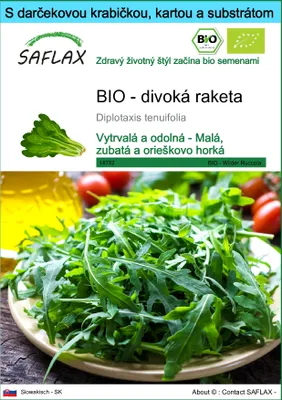 Obrázok produktu pre SAFLAX Darčeková sada - BIO - divoká raketa - Diplotaxis tenuifolia - 1500 Semená - S darčekovou krabičkou, prepravným štítkom, darčekovou kartou a pestovateľským médiom