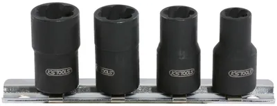 Produktbild von KS Tools 913.3850, Steckschlüssel-Satz, 3/8", 4 Kopf/Köpfe, Chrom-Molybdän-Stahl, DIN 3120, ISO 1174, 200 g