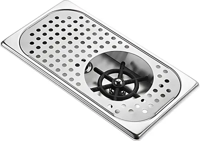 Image de Rince-verre encastrable pour évier de cuisine Lave-bouteilles en acier inoxydable Lave-tasses automatique à pulvérisation multi-trous pour évier avec trou de drainage Entrée et sortie d'eau Accessoires pour évier de cuisine