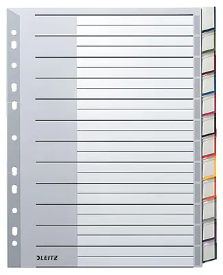 Produktbild von Leitz Register 12740000 blanko DIN A4 12teilig PP grau