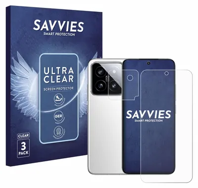 A product shot featuring packaging for screen protectors and a smartphone with screen protectors applied.