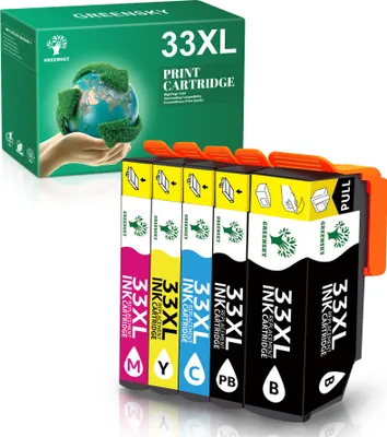 Produktbild von 5x Schwarz T3351 33XL Tintenpatronen kompatibel für Epson 33 XL für Expression Premium XP 7100 XP 530 XP 540 XP 630 XP 640 XP 645 XP 830