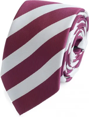 Produktbild von Fabio Farini - 1 Stück Herren Krawatte Rot - verschiedene Rote Männer Schlips in 6cm Schmal (6cm), Dunkelrot Wieß - Bordeaux/White