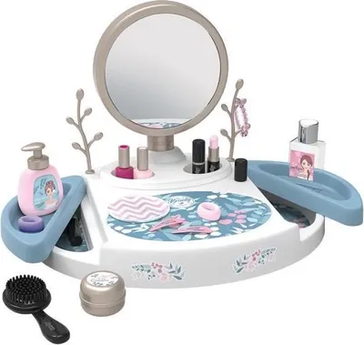 Image de Smoby - Mon studio de beauté - Coiffeuse de table avec miroir inclinable et amovible - 15 accessoires factices - Fabriquée en France