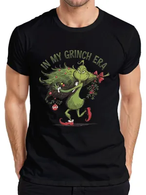 Obrázok produktu pre Pánske tričko In My Grinch Era Christmas Funny Gift Christmas Tree Retro, čierne, XXL