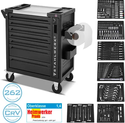 Immagine prodotto di STAHLWERK Carrello da officina Carrello portautensili PHOENIX Carrello di montaggio 262 utensili CrV