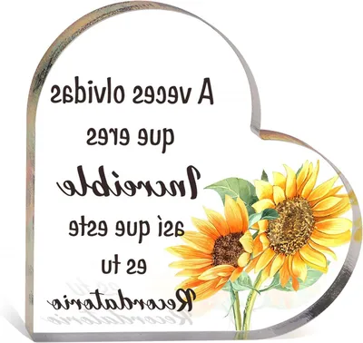 Productafbeelding van Hartsieraad Acryl - Decoratief Ornament - Cadeau Geven - Inspirerende Spaanse Tekst - 10 x 10 cm - Transparant