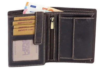 Produktbild von LEAS Kombibörse mit Riegel und Geschenkbox im Vintage-Stil in Echt-Leder, braun