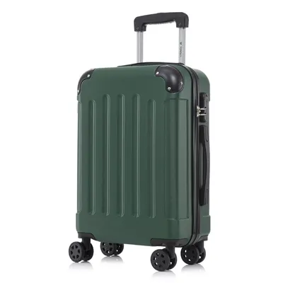 Produktbild von Koffer Trolley Reisekoffer Suitcase, Rollkoffer Handgepäck ,mit 4 Rollen360°, Hartschalenreisekoffer, Zahlenschloss, Weicher Gummigriff(M,Dunkelgrün)