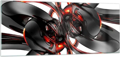 Produktbild von Bilder auf glas - Abstrakt Ring Glas Komposition - 100x40cm - Glasbilder - Wandbilder - Kunstdruck - zum Aufhängen bereit - Wanddekoration aus Glas - Glas Bilder - Wandbild auf Glas - GAB100x40-1342