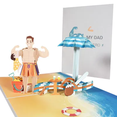 Produktbild von Pop-up-Vatertagskarte von Sohn, Tochter oder Ehefrau, Pop-up-Geburtstagskarte für Papa, 3D-Grußkarte, Jubiläumskarte für Papa