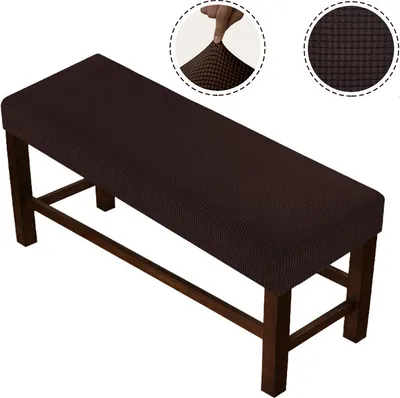 Produktbild von Sitzbezüge zum Essen, Jacquard-Rechteckbank-Schonbezug mit hoher Dehnung, Sitzkissenbezüge, Schonbezüge für Sitzkissen (groß - braun)