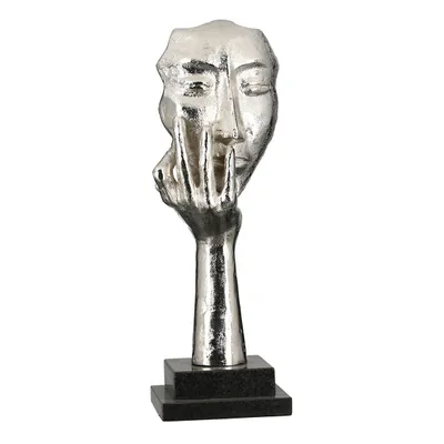 Produktbild von Casablanca Skulptur "Mannequin" Aluminium . vernickelt . silberfarben . Antikfinish auf Marmorbasis . schwarz  H: 56 cm B: 23 cm 43367