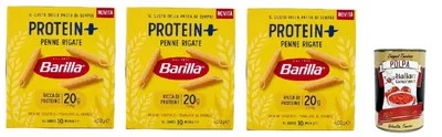 Produktbild von Barilla Protein+ Penne Rigate 400gr, Pasta reich an pflanzlichem Protein, 3x 400 g + Italian Gourmet polpa 400gr