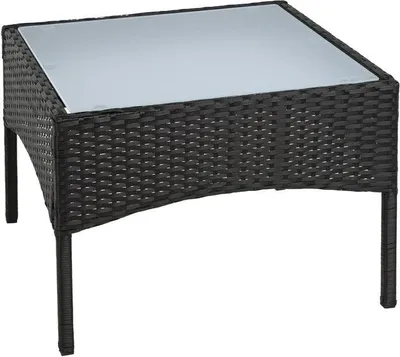 Produktbild von Polyrattan Beistelltisch Rattan Tisch Gartentisch Balkontisch Garten Möbel Glas