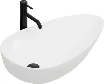 Zdjęcie produktu dla Umywalka Nablatowa Rea Greta 75 - Smukły Design, Śnieżnobiała Podstawa, Kolekcja Slim Edge