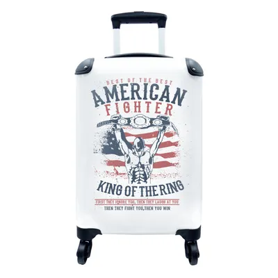 Produktbild von MuchoWow® Koffer Handgepäck Trolley Rollkoffer Kleine Reisekoffer mit 4 Rollen - Mancave - Boxen - Kampfsport - Vintage - Cabin Size < 55x40x23 cm & 55x40x20 cm - Fotokoffer - Kabinenkoffer - Boardgepäck - Reise-Box - Reisekoffer - Reisegepäck - Koffer mit Bild - Trolley für Kinder