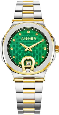 Zdjęcie produktu dla Aigner Taviano 2 AGW.242002 zielony, perłowy, srebrny, złoty, stal nierdzewna – damski zegarek, NOWY