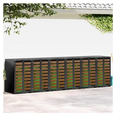 Produktbild von Müllbehälter für 6 Behälter 408 x 77,5 x 115,5 cm Stahl, Mülltonnenbox für Garten und Gewerbefläche