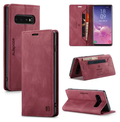 Obrázek produktu pro Galaxy S10 Wallet Case Case, RetroPolyuretankožené pouzdro Stand Protective Cover pro Samsung Galaxy S10 Red