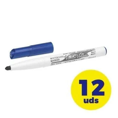 Obrázok produktu pre BIC Velleda 1741, 12 kusov, Modrá, Guličkové zakončenie, Modrá, Biela, Plast, Kolo