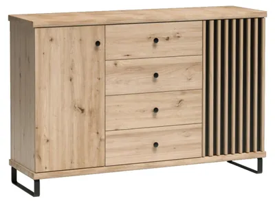 Produktbild von Kommode NASKUP - Eiche - Lamellen - Schubladen - Metallfüße - 143 x 86 x 41 cm