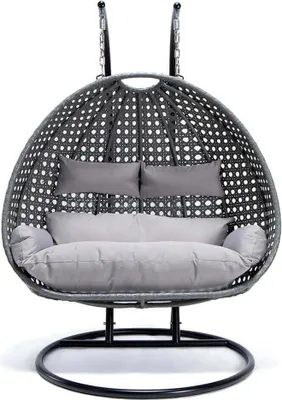 Produktbild von HOME DELUXE - Polyrattan Hängesessel TWIN Grau - 145x74x126 cm - inkl. Kissen
