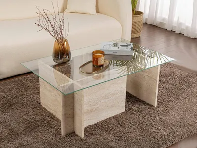 Produktbild von Azriel - Couchtisch, 105x65x40h cm Beige, mit Zeitschriftenablage