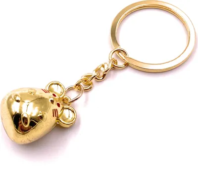 Image de Onwomania Porte-clés Grosse souris mignon pendentif or Keychain