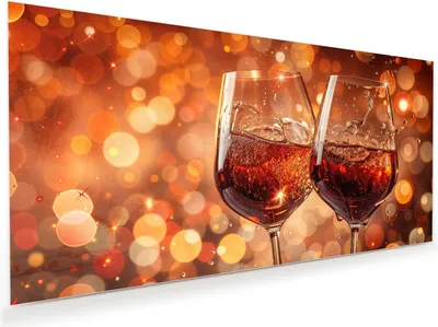 Produktbild von Glasbild 120x60cm in XXL für Wohnzimmer, Schlafzimmer Motiv Weingläser Festlich