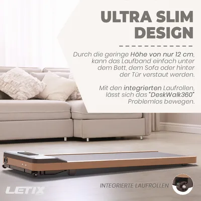 Produktbild von Elektrisches Laufband DeskWalk für zu Hause oder Büro, LCD-Display Motorisiertes Fitnessgerät, Schreibtisch Heimtrainer - Holz Optik