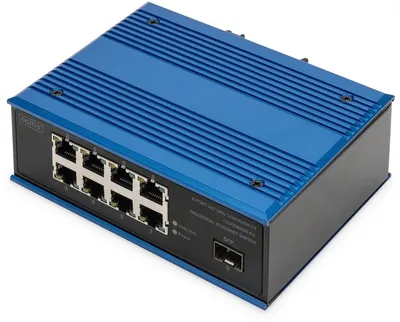 Produktbild von Digitus 8 Port Gigabit Ethernet Netzwerk Switch, Industrial, Unmanaged, 1 SFP Uplink, Unmanaged, Gigabit Ethernet (10/100/1000), Vollduplex