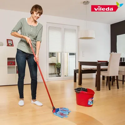 Produktbild von Vileda 138178, Mop & bucket set, Mikrofaser, Kunststoff, Schwarz, Blau, Rot, Einzeltank, 10 l