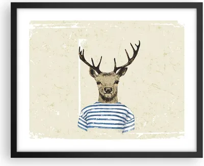 Produktbild von Gerahmtes Poster - Schwarzer Rahmen - Hipster Anthropomorphismus Hirsch - 50x40 cm - Wand Bild - Wanddeko - Wandbilder - Wandposter - Bilderrahmen - Bilder - Kunstdruck - Wandbild - P2BAA50x40-4227