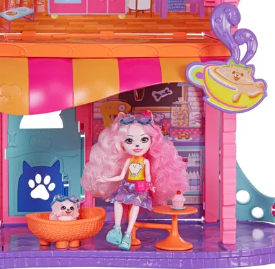 Produktbild von Enchantimals Stadthaus & Café Spielset mit Puppe & Tierfreund, Zubehör