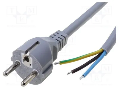 Zdjęcie produktu dla 1 x Kabel CEE 7/7 (E/F) z wtykiem, kabel PVC, szary, 1,8 m, 3x0,75mm², do zasilania komputerów
