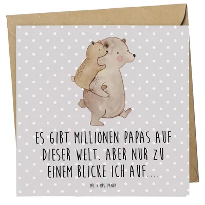 Produktbild von Mr. & Mrs. Panda Grußkarte Papa Bär - Grau Pastell - Geschenk, Vatertag, Muttertag, Vater, doppelkarte, Geburtstag, Klappkarte, faltkarte, anlasskarte, Glückwunschkarte