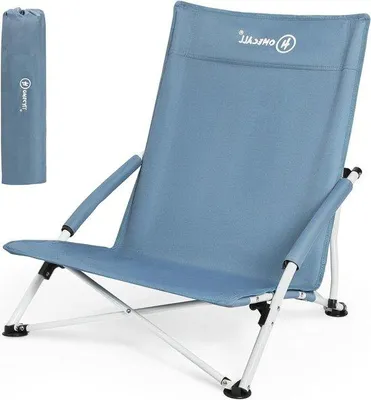 Productafbeelding van Strandstoel met hoge rugleuning - Comfortabele klapstoel met armleuningen - Opvouwbare campingstoel geschikt tot 120 kg