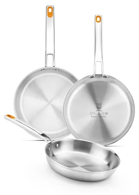 Obrázok produktu pre BRA Efficient Inox Triply | Sada 3 nerezových panvíc bez nepriľnavého povrchu Efficient Inox 20–24–26 cm