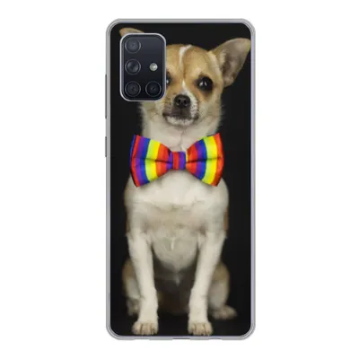 Produktbild von MuchoWow® Handyhülle Schutzhülle Hülle für Samsung Galaxy A51 5G Hund - Fliege - Schwarz Silikon Softcase Handy Hülle