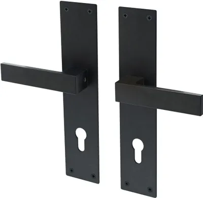 Immagine prodotto di Maniglie per porte Lavuzo Trapini nere - Maniglie per porte con piastra PC72 - Per set