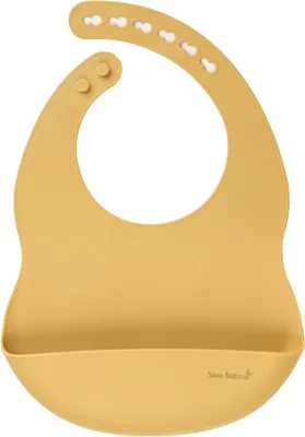 Produktbild von Verstellbares Silikon-Lätzchen mit Tasche, Nordic – Senfgelb