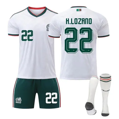 Immagine prodotto di #22 H.LOZANO Maglia da calcio da trasferta del Messico per i Mondiali 2026, disponibile per bambini e adulti. TAGLIA:M